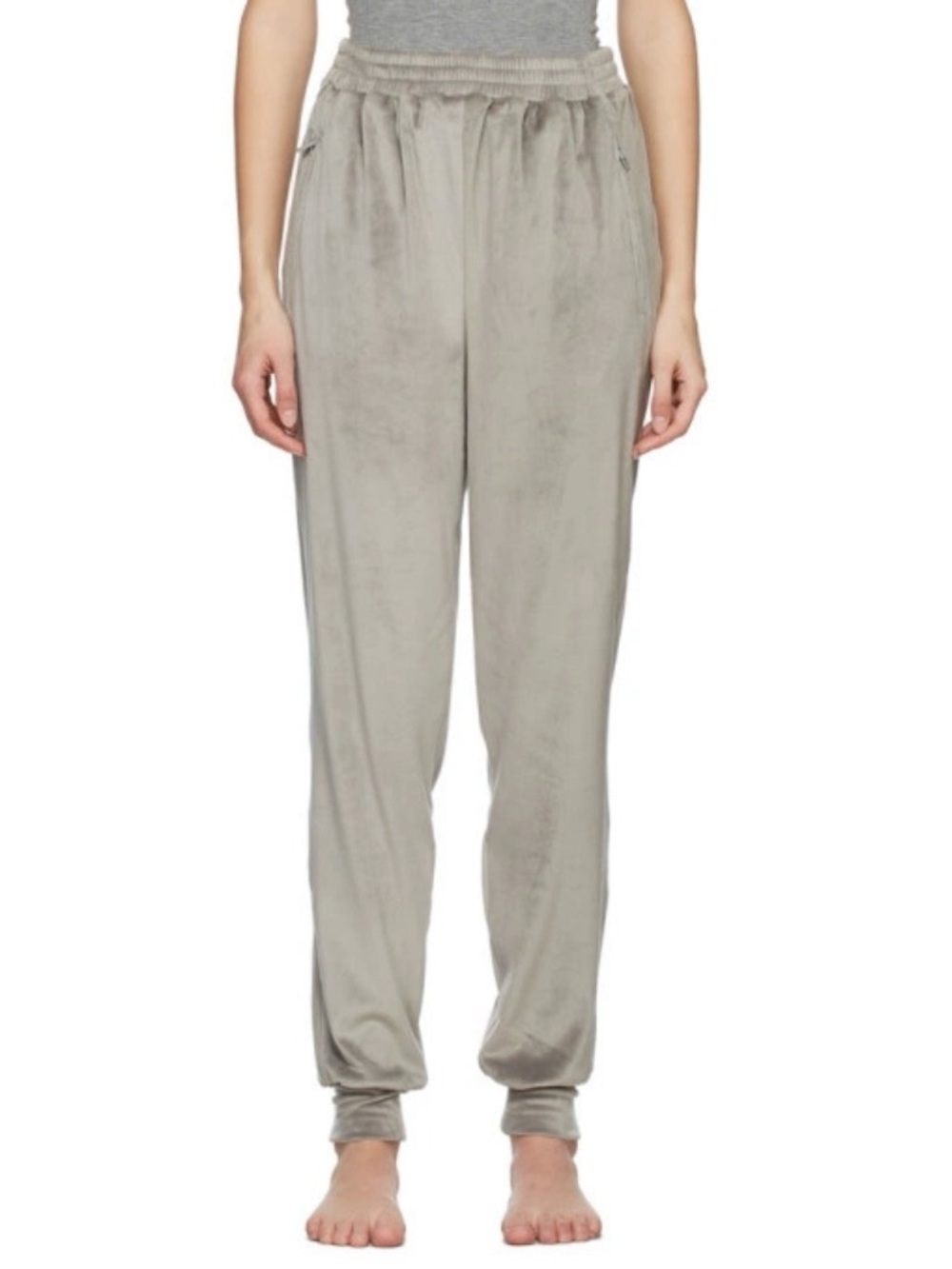 Skims gray smoke velour jogger lounger pants quiet luxury super soft cozy LG